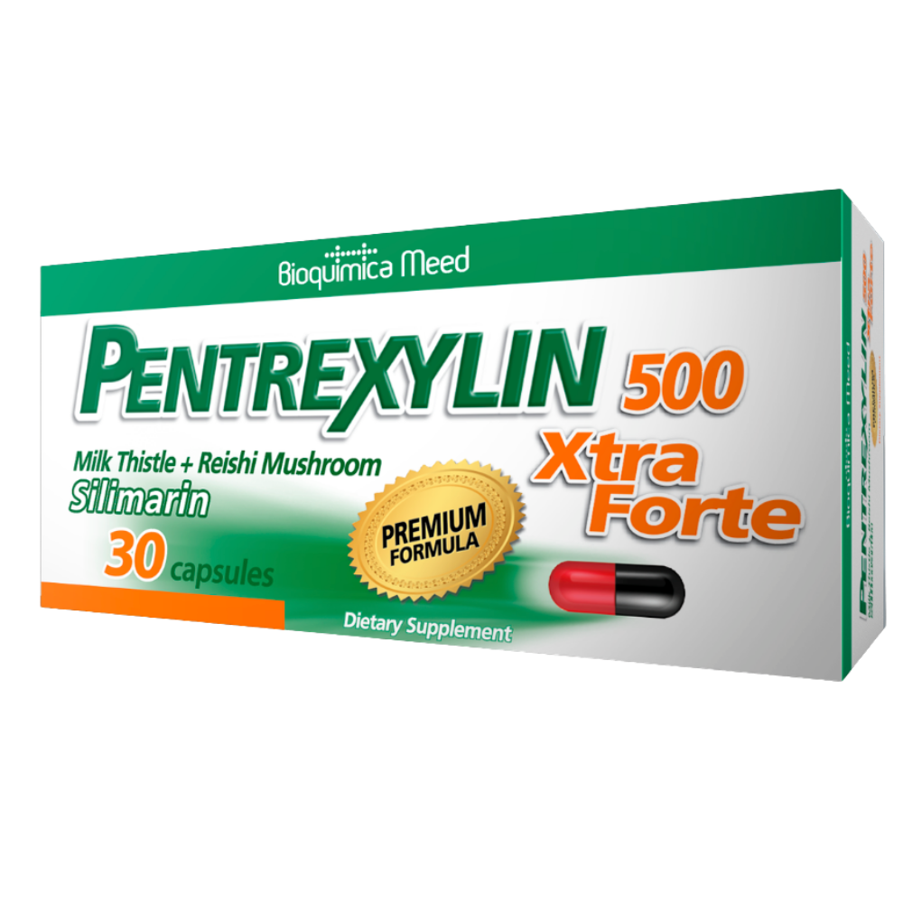 Pentrexylin 500 Xtra Forte hepatic support capsules — Milk Thistle, Reishi, Silimarin